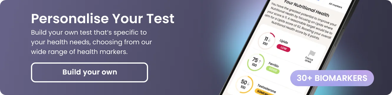 Personalise your test with a range of 30+ biomarkers