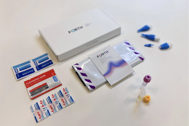 Advanced Female Athlete Blood Test kit laid out on a table