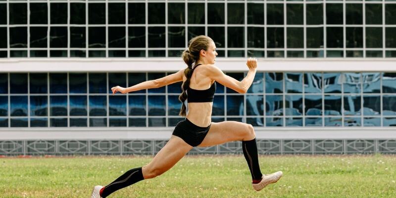 Woman doing long jump