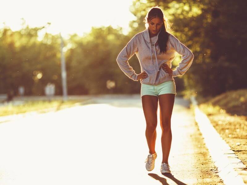 Woman walking in a park