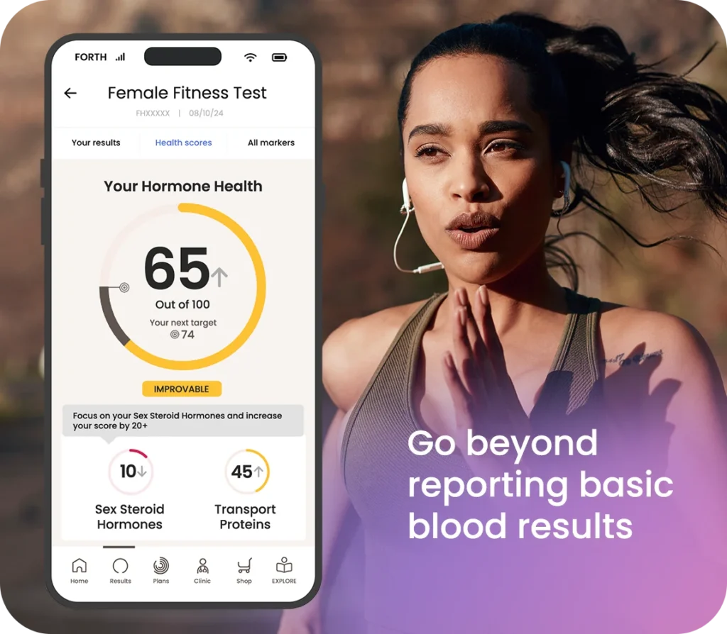 Female fitness blood results on mobile phone
