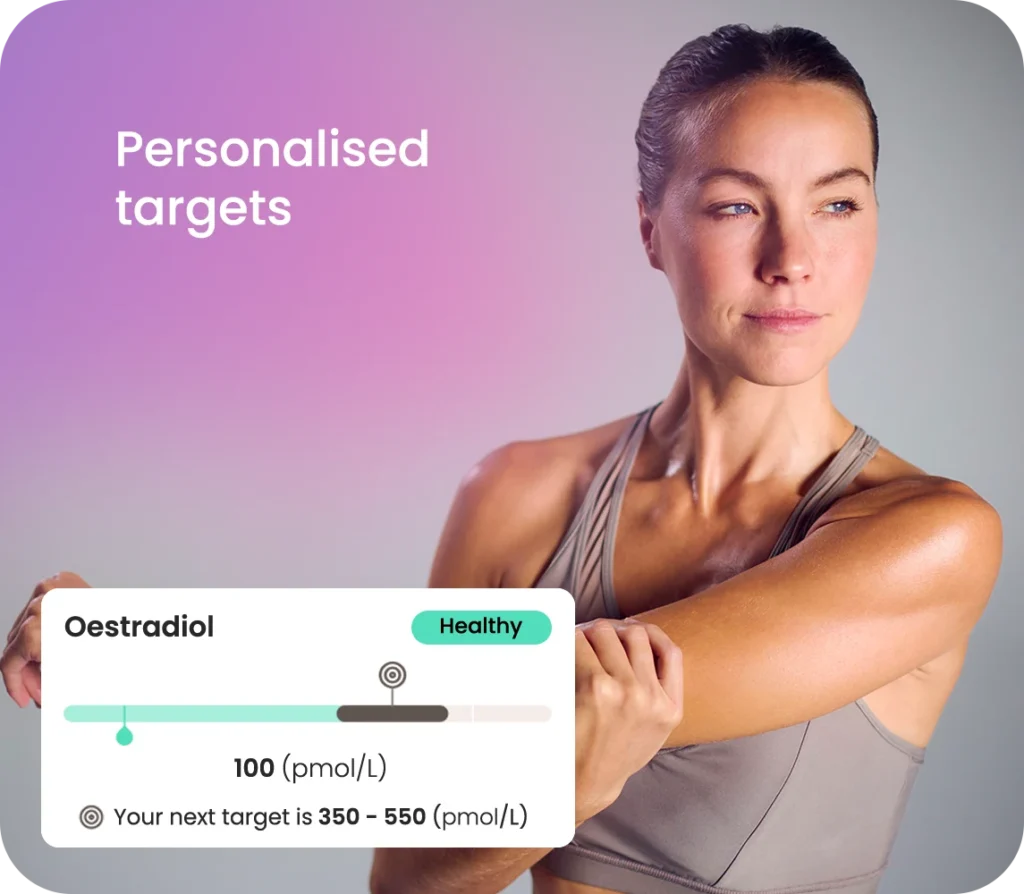 Oestradiol blood test results app preview for personalised targets