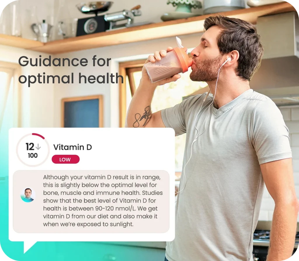 Guidance for optimal health from blood testing - App preview