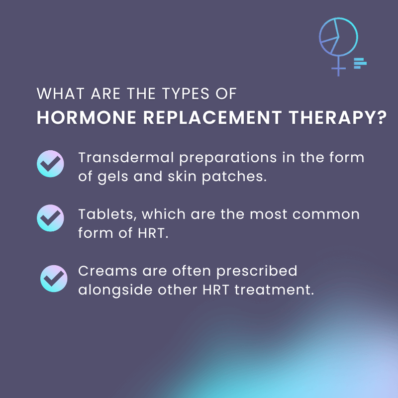 What are the types of Hormone replacement therapy?
