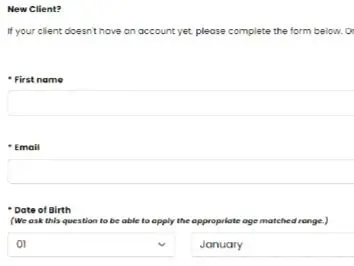 Account creation screen