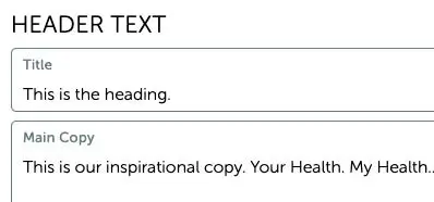 Partner portal header text boxes
