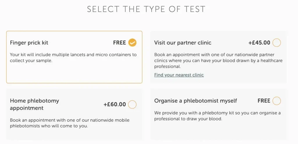 Select type of test