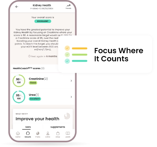 Kidney health home blood test - HealthCoach focus where it counts