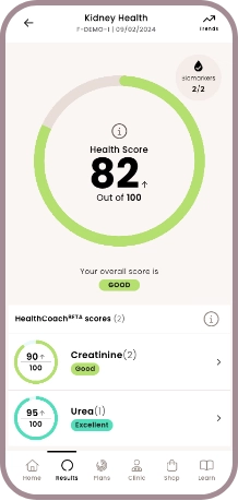 Kidney home blood test - HealthCoach scores