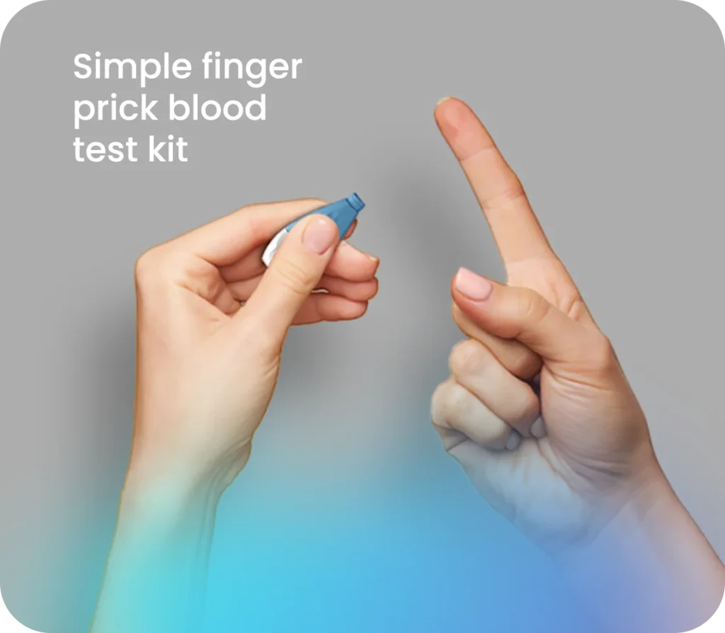 Hand holding a lancet up to a finger on the other hand