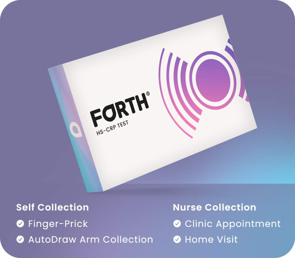 Forth hs-CRP home blood test kit box for checking inflammation levels in the body