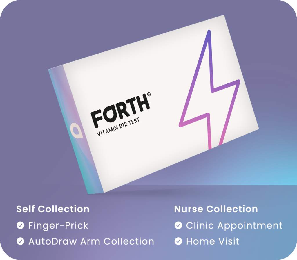 Forth Active B12 home blood test kit box checking vitamin B12 for energy and tiredness